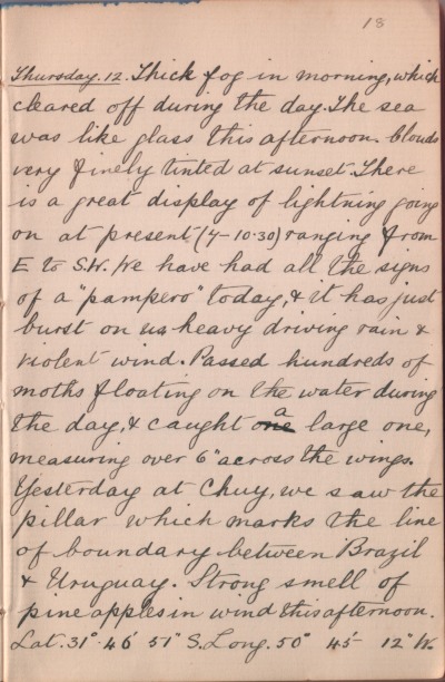 12 December 1889 journal entry